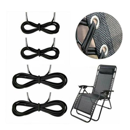 Joustava köysi (nauhoilla), 4 kpl, musta, 2,2 m * 2, 1,37 m * 2