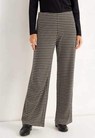 Cellbes of Sweden - Trikåbyxa med raka ben - svart / beige / mönstrad - för damer - 58/60