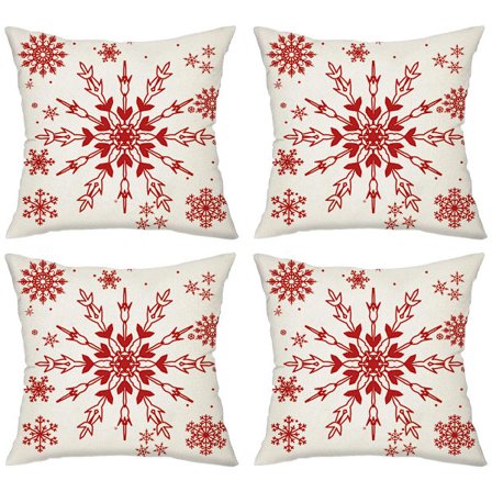 4 kpl Joulutyynyliinoja Lumihiutale Hirvi Joulukuusi Tyynyliina