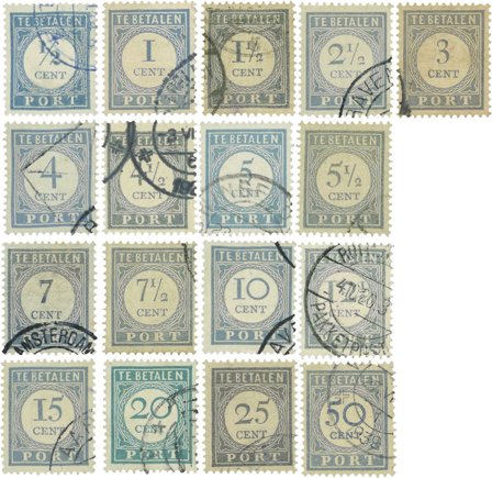 Holland 1907-1920 - Portomærker NVPH P44-P60 - Stemplet