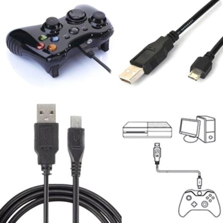 Svart micro USB-ladekabel for PlayStation 4 PS4 Black One Size
