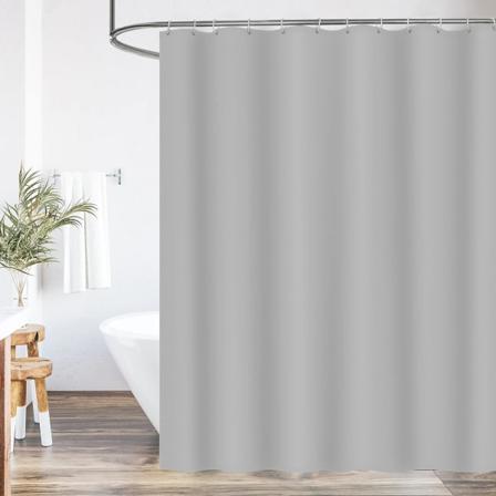 180x180cm Lysegrå Badgardinsett Med Kroker, Vektet Falde, Vanntett Solid Polyester Stoff Badekar Gardiner, Maskinvaskbar, Hurtigtørkende Gray