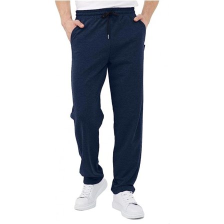 Treningsbukser for menn med lommer, Casual Herrebukser Plus Size Løs elastisk midje Snøring Joggebukse