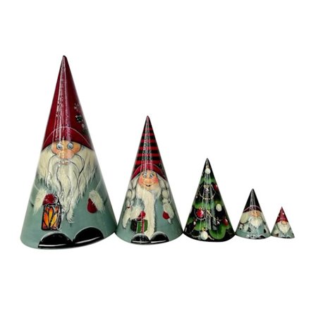 Skandinavisk Julenisse Træ Nesting Dukke (uden base)