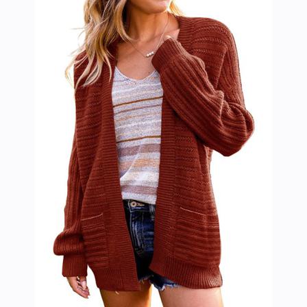 Kvinnor Plain Coat Öppen Front Cardigan Sweater