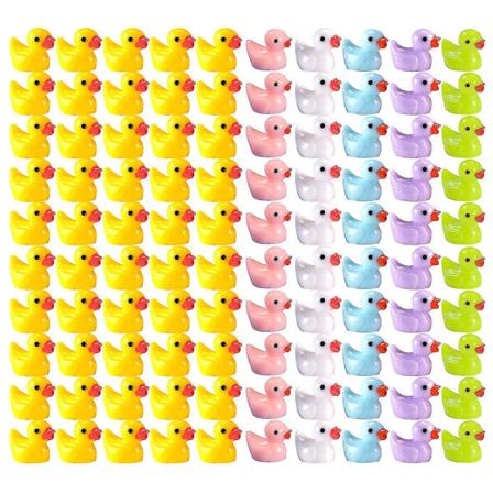 100 kpl Tiny Ducks Set Dekoration Realistinen muoto Kestävä hartsi Ihastuttavat ankat jouluun syntymäpäiväjuhliin Lastenpäivään