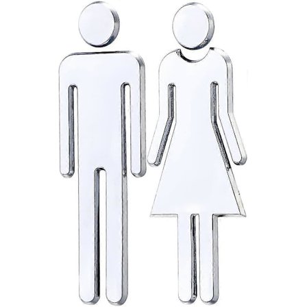 1 Par Toalett WC Klistremerke Avtakbar 3D Speil Vinyl Kunst Veggdekor Menn Kvinner