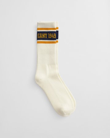 GANT Herren Gestreifte Logo Sportsocken (43-45) Weiß