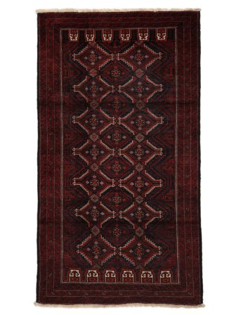 Baluch Rug Hand Knotted 100X188 Black/Dark Red Persia/Iran