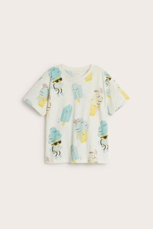 Kappahl | T-paita, jossa kesäinen painatus | Luonnonvalkoinen