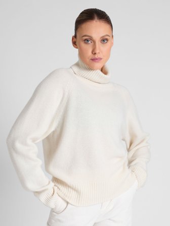 Kashmina - Kashmirgenser med høy hals "Milano" - hvit - Size L