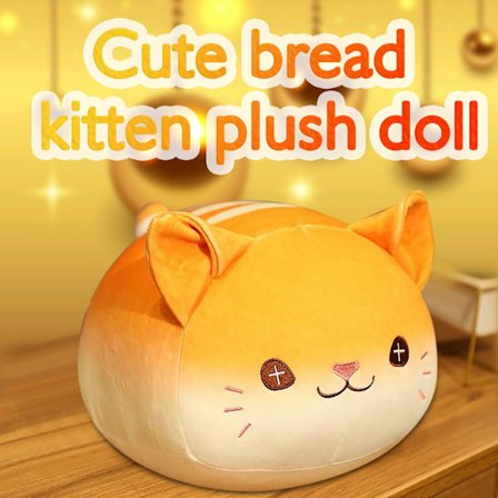 Kreativ söt bröd katt plyschleksak bröd katt docka sovande
