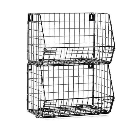 Skab Organizer Hængende Trådkurv Madopbevaring Netkurv Tøjhylder Til Vaskeri Skab