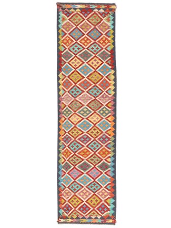 Tejida A Mano Kilim Afghan Old Style Alfombra 79X301 De Lana Marrón/Naranja Pequeño