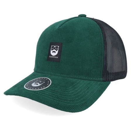 Bearded Man - Grön trucker Keps - Bm Logo Black Woven Corduroy Green/Black A-frame Trucker @ Hatstore
