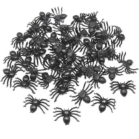 100 stk Sorte Halloween Kunstige Spindere Prank Legetøj