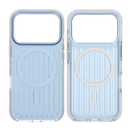 Corrugated suitcase metal paint magnetic suction Case For iPhone 17 Pro Blue