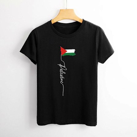 Palestinas namn med flaggkarta T-shirt Grafisk T-shirt Casual Kortärmad Dam T-shirt Storlek S-4XL