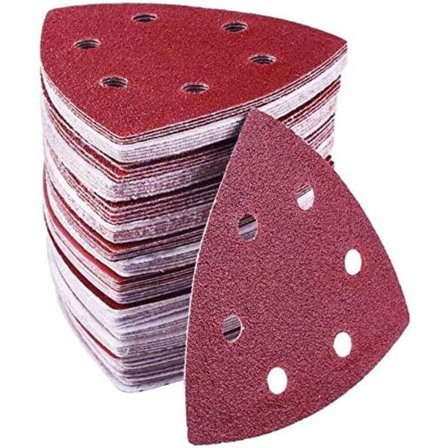 Sæt med 72 delta slibe-trekanter - 6 huller - 93 x 93 x 93 mm -