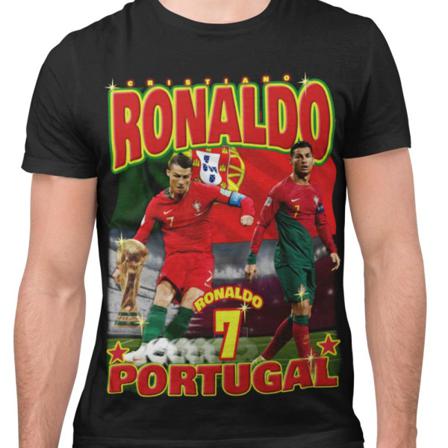 Cristiano Ronaldo Sort 7 t-shirt Portugal stil VM 128cl 7-8år