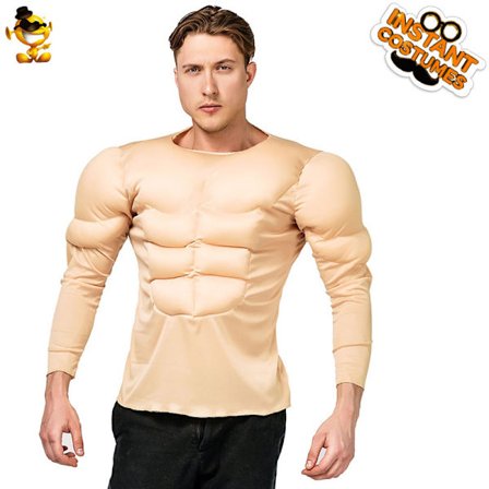 Voksen muskeldragt muskelmand T-shirt Halloween rollespil cross-border falske mavemuskel T-shirt festkostume one size 175-185cm