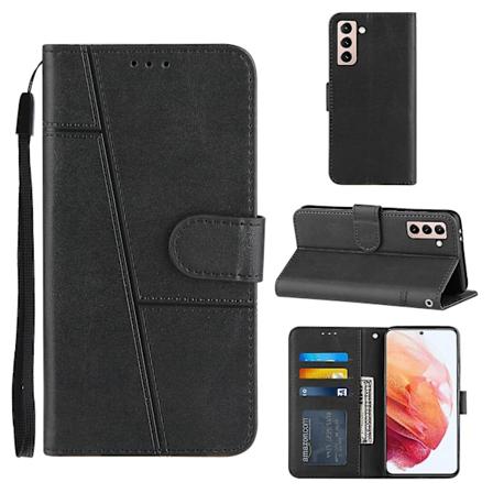 Kompatibel med Samsung Galaxy S21 5g Etui Lær Folio Deksel Lommebok Magnetisk Premium Etui Coque - Svart
