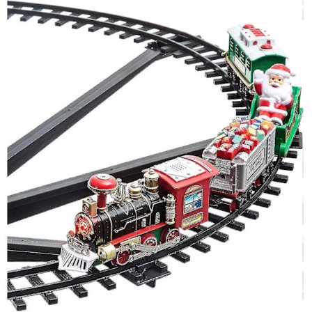 Juletog i midten av juletreet 258051 Batteridrevet tog, 33 lys, julemelodi, julepynt Toget vil