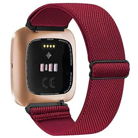 Elastisk vevd løkkebånd for Fitbit Versa 3 2 Versa Lite Band Justerbart sportsklokkerem i nylon for Fitbit Sense Band Vinrød For Versa lite