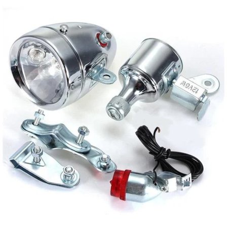 【CA】 Cykel 12V 6W Generator Strålkastare Bakljus Kit Friktionsdynamo Ljusset