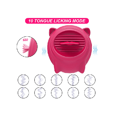 10 Frekvens Tungslickande Massage Vibrator för Kvinnor (Rosröd)