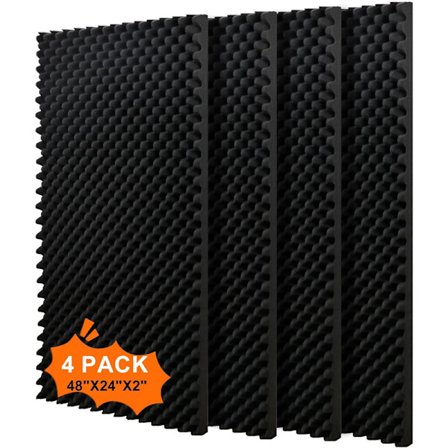 Akustikplader med æggebakkeoverflade – Selvklæbende og brandsikkert skum til lydisolering. 4-pak, 120x60x5 cm.