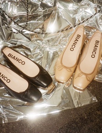 Bianco Biaemily Karré Ballerina Smooth Leather - Black - 39