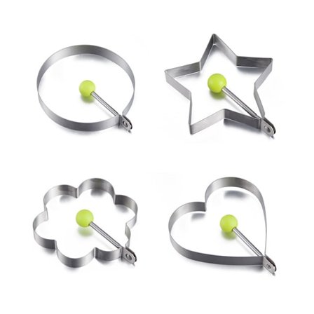 Sett med 4 Kitchen Craft - Stekte eggformer i rustfritt stål, 8,5 cm