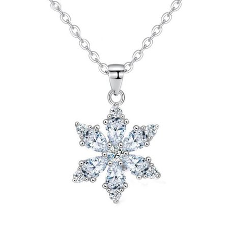 Kvinnors halsband med snöflingehänge i sterlingsilver med diamanter