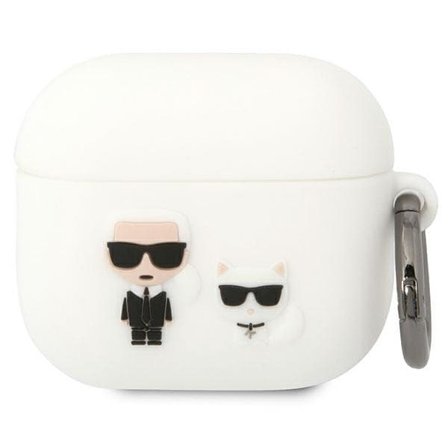 Karl Lagerfeld KLACA3SILKCW AirPods 3:n suojus valkoinen/valkoinen Silikoni Karl & Choupette