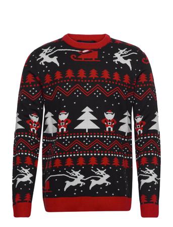 Dpx-Mas Slade Knit Neulepaita Pyöreä Kaula-aukko Monivärinen/Kuvioitu Denim Project