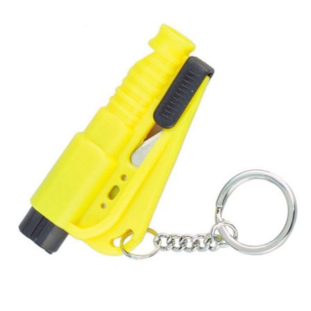 Tre i én multifunksjonell mini bil nødhammer for vindusglass, gul bilvindusknuser