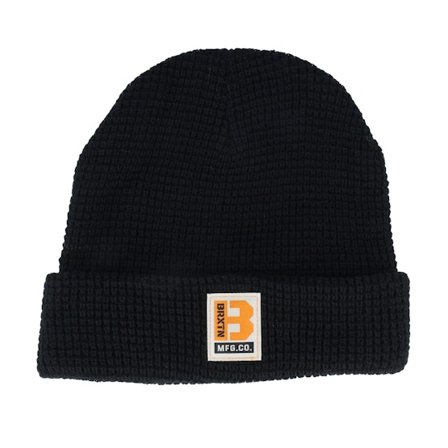 Brixton - Noir cuff Bonnet - Builders Waffle Knit Beanie Black Cuff @ Hatstore