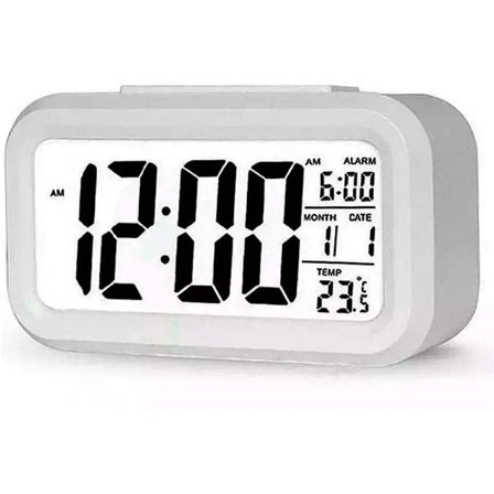 Digital Vekkerklokke LED-skjerm Batteridrevet Vekkerklokke Hvit