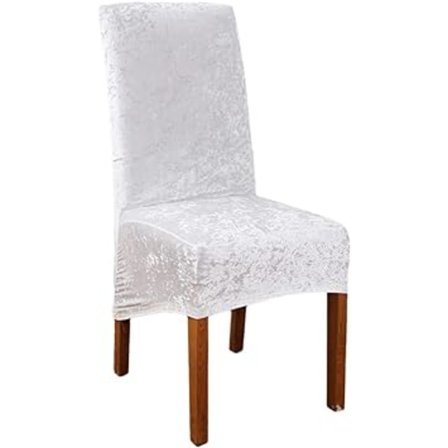 Hvit Stolkledning Beskytter, Solid Rygg Stolkledninger, Lang Rygg Stretch Fleece Stoff Stolkledning for Spisestue,