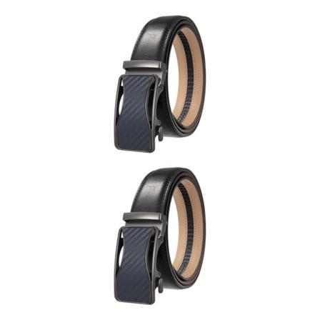 1/2 klassisk stil automatiskt spännbälte för män - hållbart och Blue Carbon Grain 60 Black+Yellow 2PCS