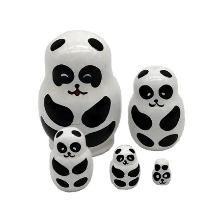 5 stk. Panda Legetøj Træ Matryoshka Dukker Træ Stable Legetøj Matryoshka Legetøj Matryoshka Dukker Stable Legetøj