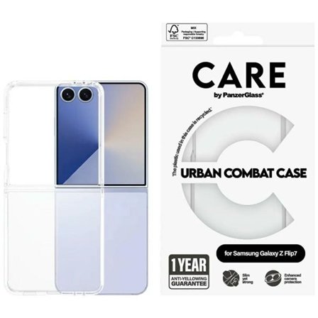CARE by PanzerGlass Flagship Urban Combat-etui for Samsung Galaxy Z Flip 7 - gjennomsiktig