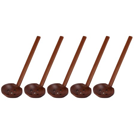 5 stk. Træskeer Robust Håndtag Håndpolerede Lette Japanske Skildpaddeskeer Restaurantgaver Med Hul