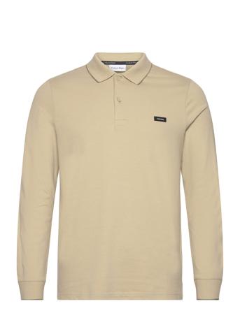 Stretch Pique Tipping Ls Polo Polos Long-sleeved Beige Calvin Klein*Betinget Tilbud