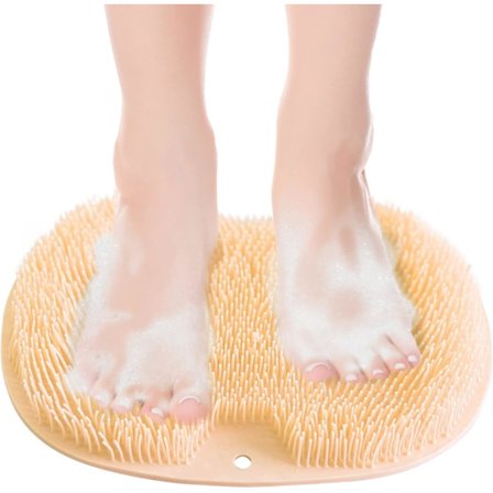Stor duschfotborste, gul massage rengöringsmatta med sugkoppar halkfri bad mjuk hårskrubber rygg rengör skrubber massager fotvårdsskrubber