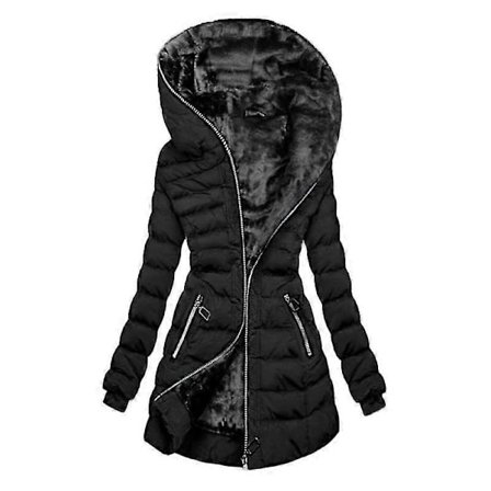 Talvitakki Yksivärinen Vetoketjukiinnitys Slim Vyötärö Hupullinen Tikattu Naisten Päällystakki Ulkoiluun s202412121099