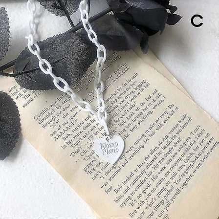 Halsband med bokstavstryck i harts/glänsande hjärta, justerbar längd, halsband, smycken, kärlekshänge, halsband vit