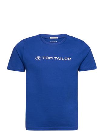 Printed T-Shirt T-shirts Short-sleeved Blå Tom Tailor*Betinget Tilbud