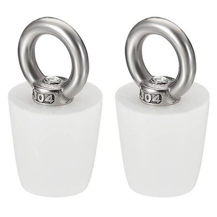 Konisk propp silikongummipropp 19 mm till 26 mm solid badkarspropp med ring, vit 2 st